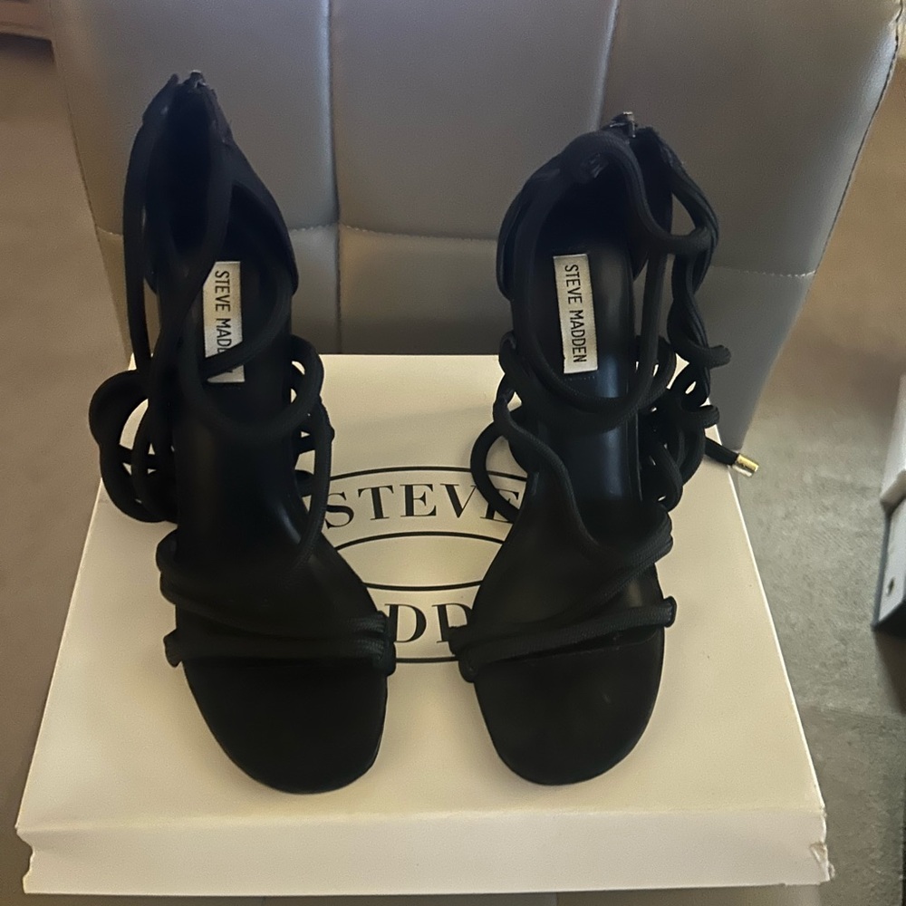 Steve Madden Black Strappy Heels